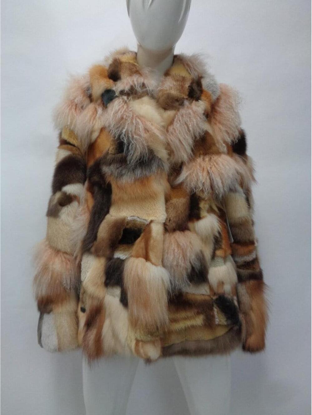 Showroom New Multi Color Fur Coat Jacket Women Woman Size 4 Small